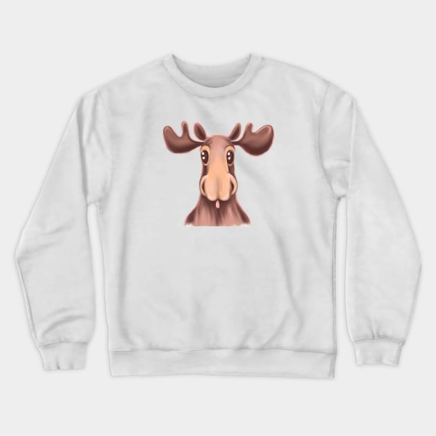 Cute Moose Drawing Crewneck Sweatshirt by Play Zoo